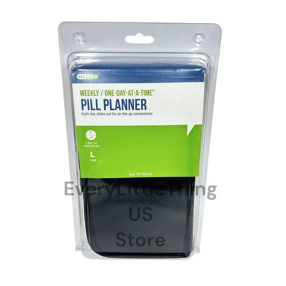 Ezy Dose Pill Organizer Weekly Planner 7 Day Large 4 Times A Day w/ Travel Case